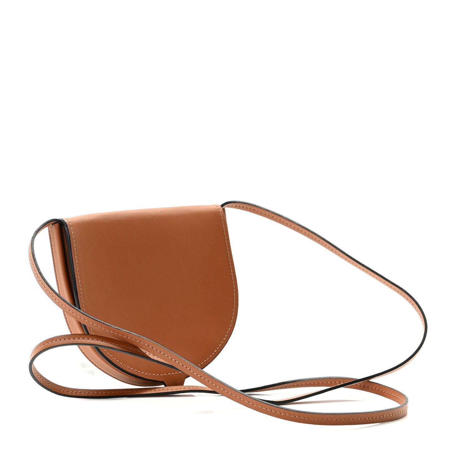 Buffed Calfskin Logo Embossed Small Heel Pouch Tan