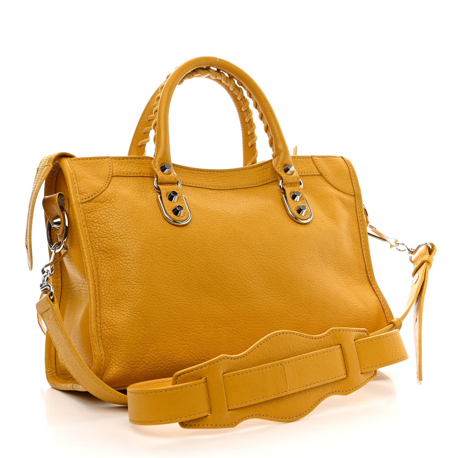 Balenciaga Chevre Silver Metallic Edge Hardware S City Jaune Epi 3 of 13