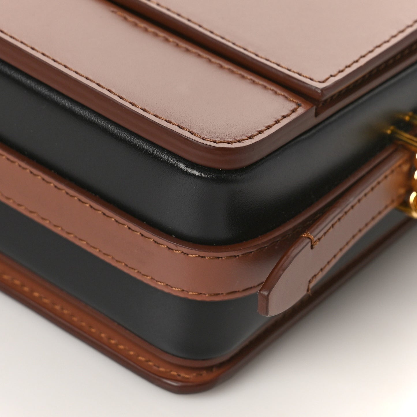 Smooth Calfskin Two Tone Small Grace Bag Malt Brown Black