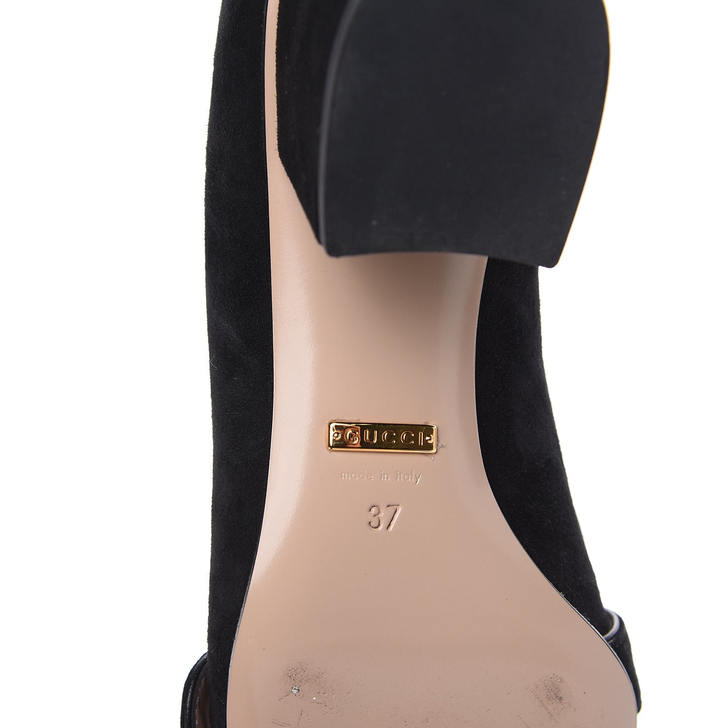 Kid Scamosciato GG Marmont Fringe 50mm Loafer Pumps 37 Black