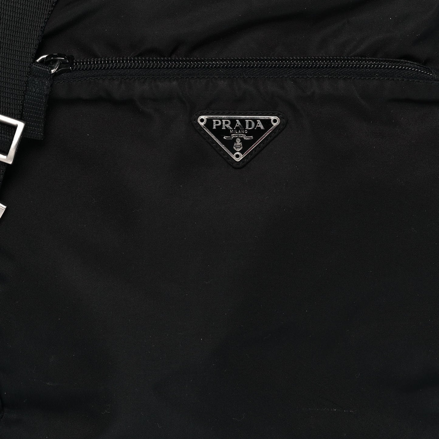 Nylon Flat Messenger Bag Black