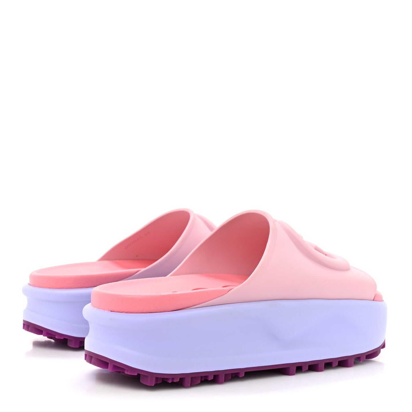 Soft Rubber Womens Interlocking G Platform 42mm Slide Sandals  38 Sugar Pink