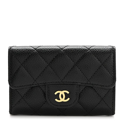 Chanel Caviar Quilted Flap Card Holder Wallet Black 1 of 9