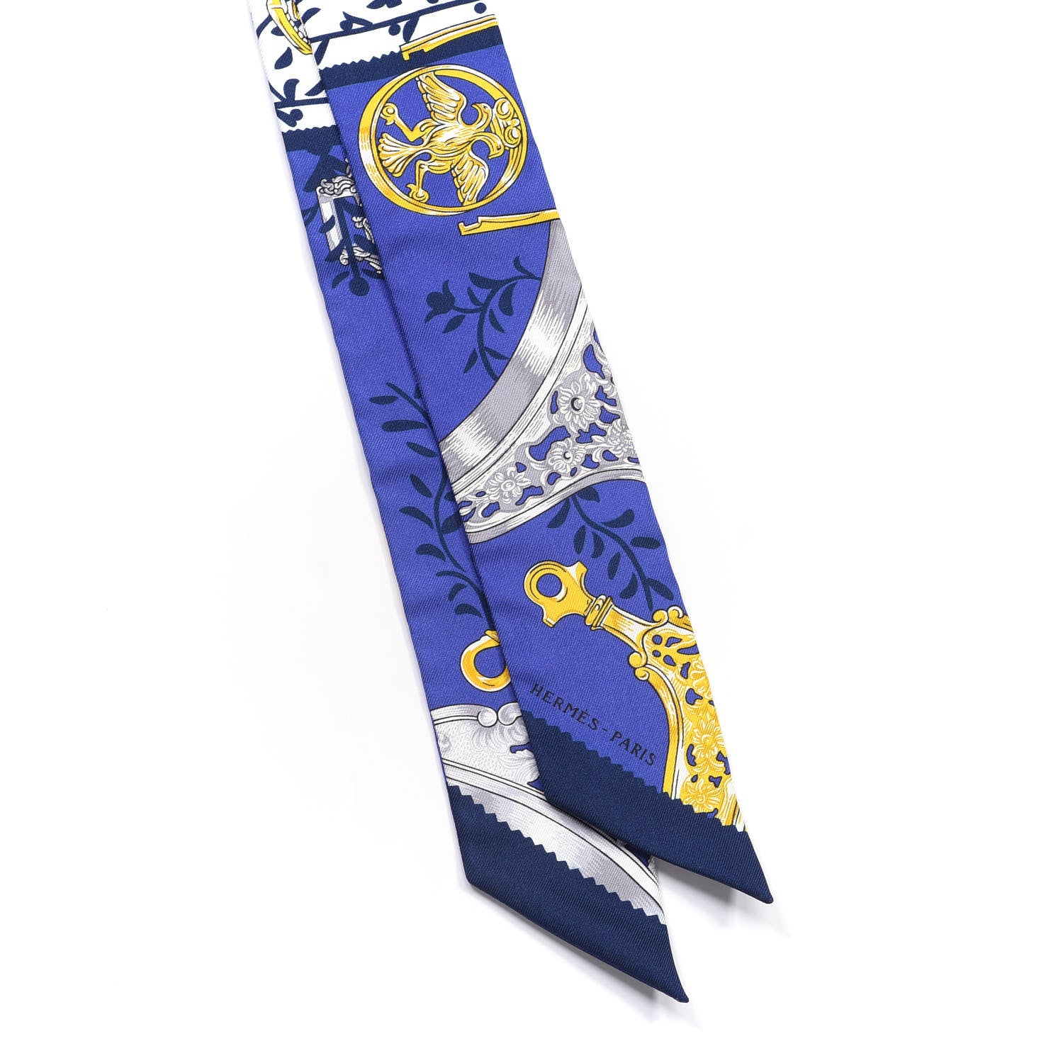 Hermes Silk Etriers Remix Twilly Marine White Or 2 of 4