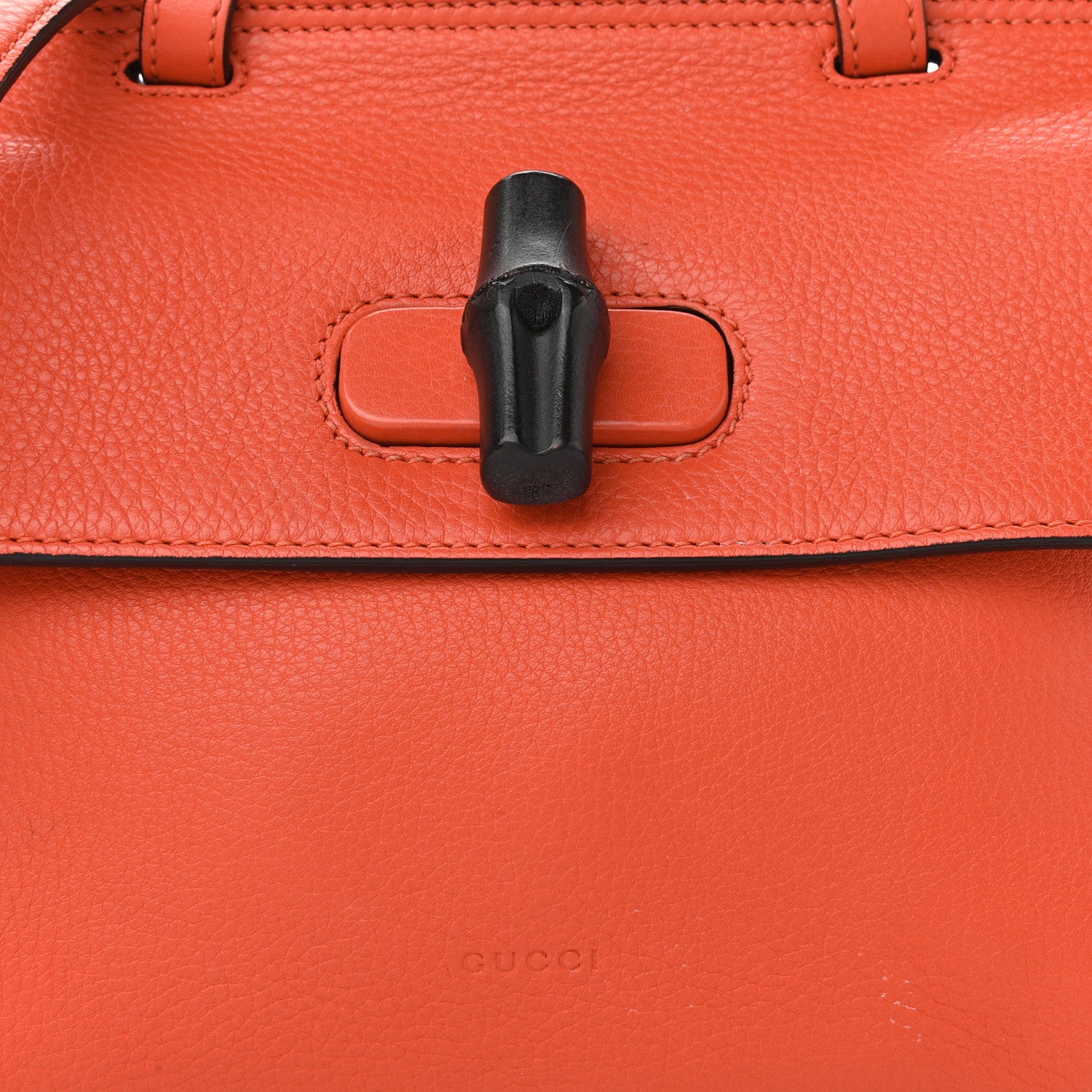 Gucci Cellarius Calfskin Small Bamboo Daily Top Handle Bag New Dark Orange 7 of 10
