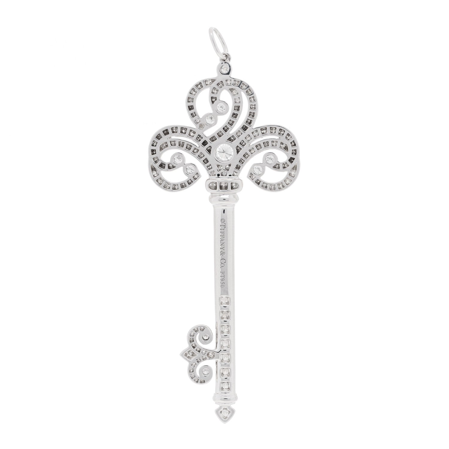 Tiffany Platinum Diamond Enchant Heart Key Pendant 3 of 3