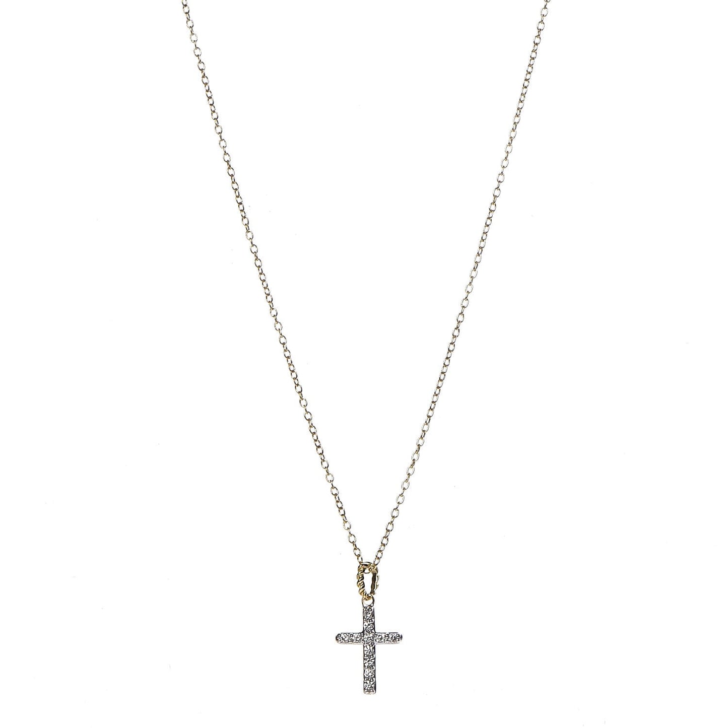 18K Yellow Gold Diamond Cable Collectibles Cross Necklace