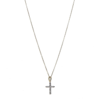 David Yurman 18K Yellow Gold Diamond Cable Collectibles Cross Necklace 1 of 7