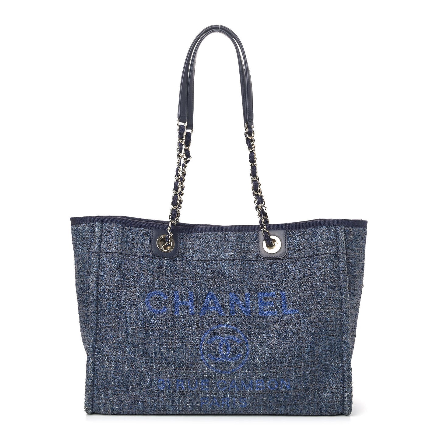 Lurex Boucle Small Deauville Tote Blue