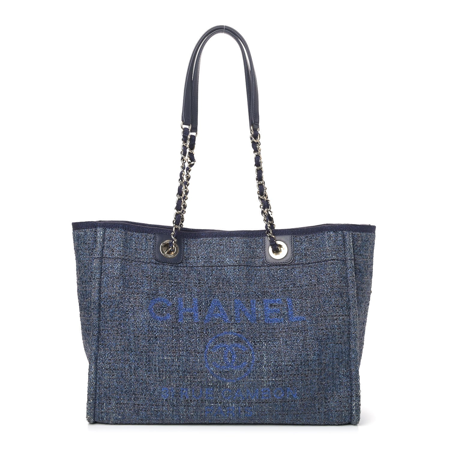 Chanel Lurex Boucle Small Deauville Tote Blue 1 of 7
