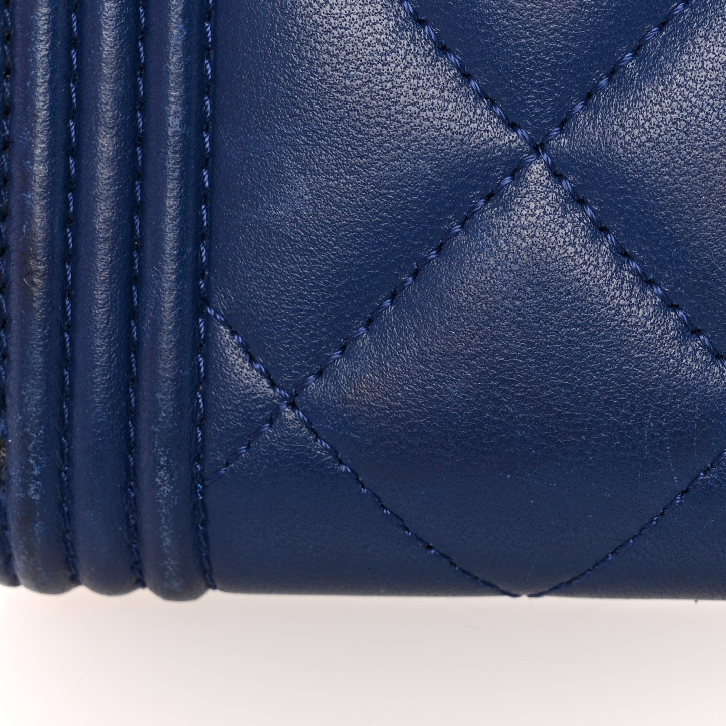 Lambskin Quilted Small Boy Zip Around Wallet Blue