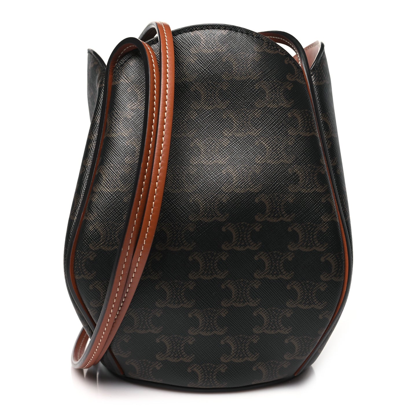 Triomphe Canvas Calfskin Marlou Bucket Bag Tan