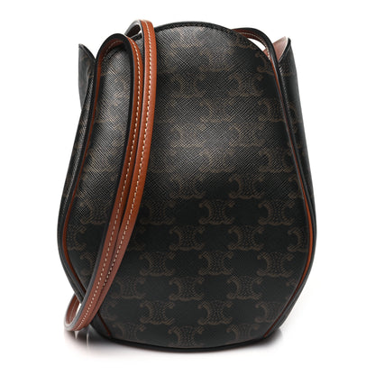 Celine Triomphe Canvas Calfskin Marlou Bucket Bag Tan 1 of 11