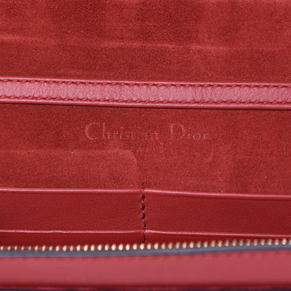 Christian Dior Calfskin Embossed Stars Wallet on Chain Rouge Gold 5 of 11