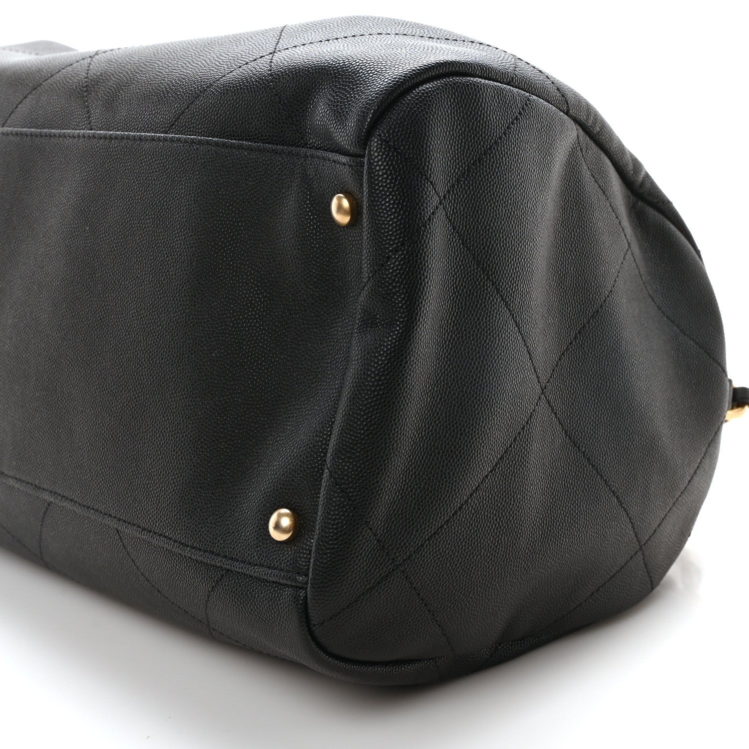 Chanel Grained Calfskin Lambskin Quilted Large Bowling Bag Black 10 of 10