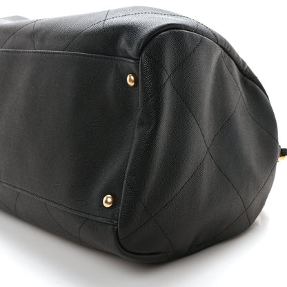 Chanel Grained Calfskin Lambskin Quilted Large Bowling Bag Black 10 of 10
