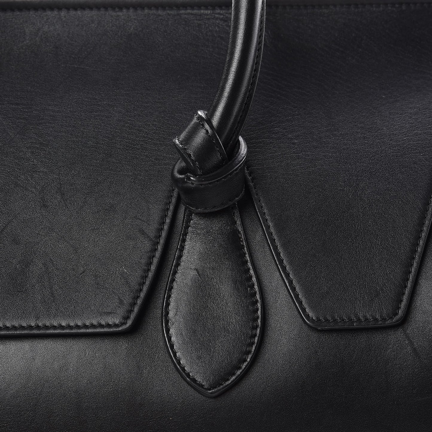 Smooth Calfskin Large Tie Knot Tote Black