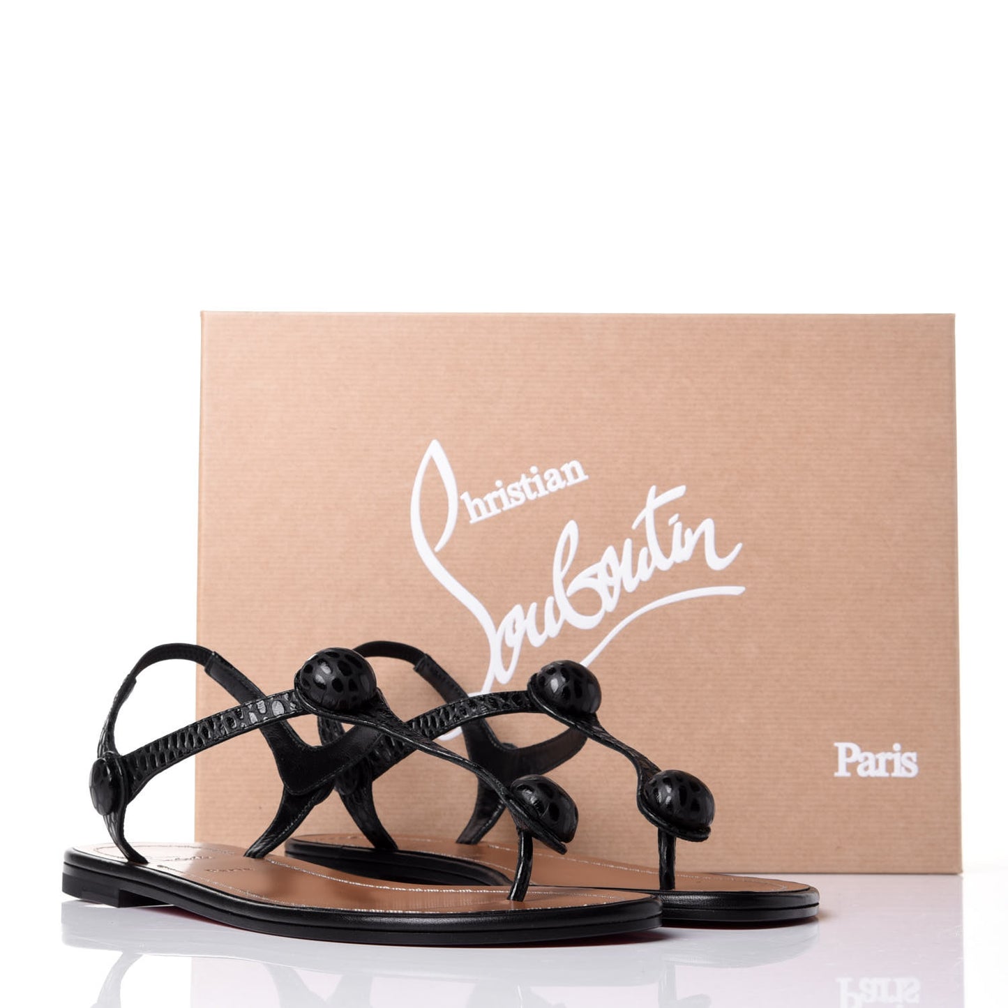 Calfskin Jurassic Planet Ball Sandal Flats 36 Black