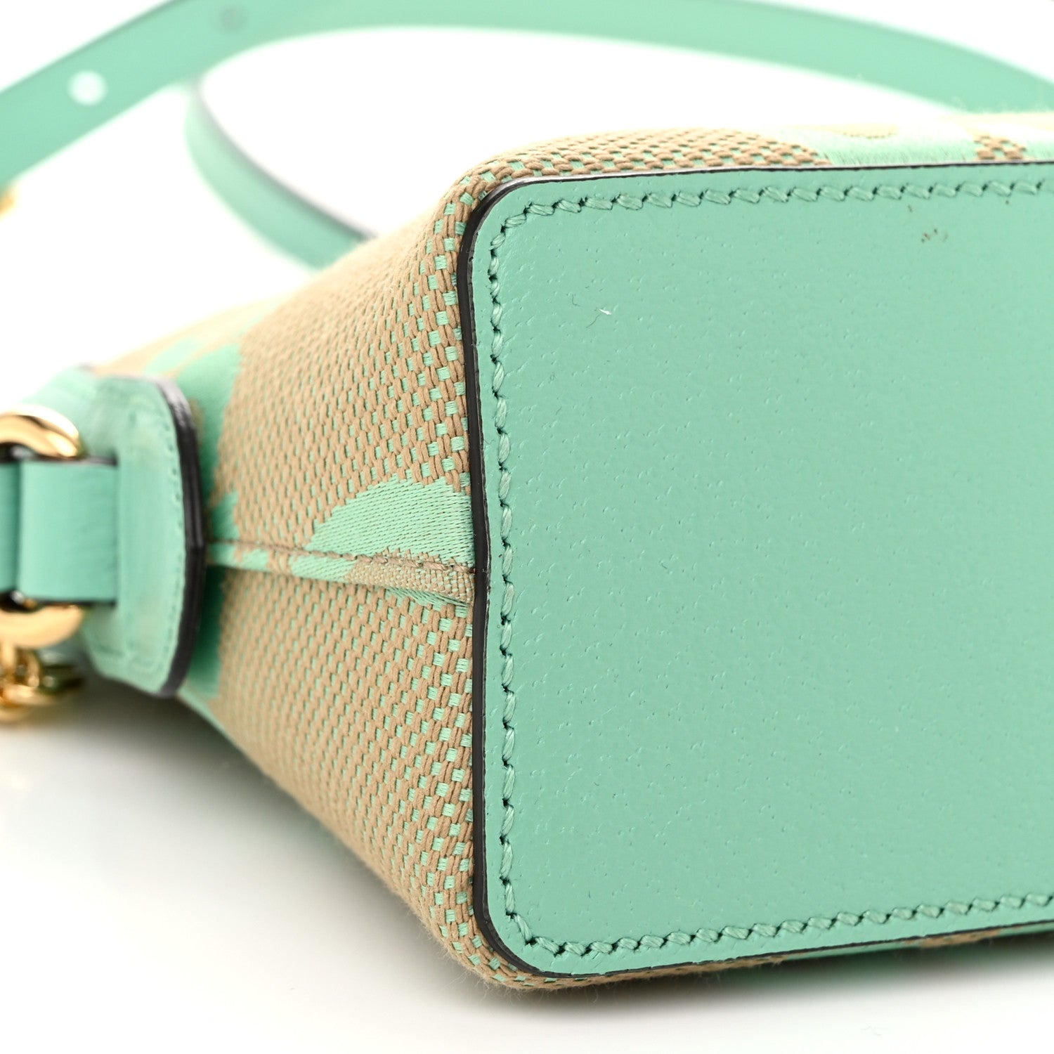 Gucci Monogram Jumbo GG Textured Dollar Calfskin Small Ophidia Dome Shoulder Bag Beige Pepperlight Mint 8 of 9