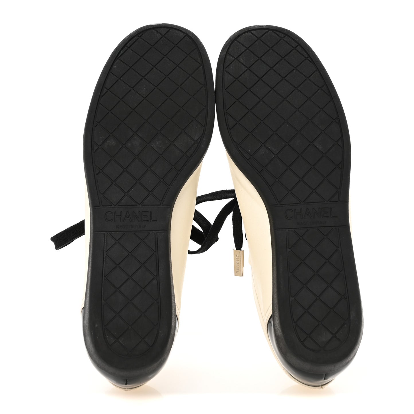 Lambskin Patent Calfskin CC Sneakers 36.5 White Black