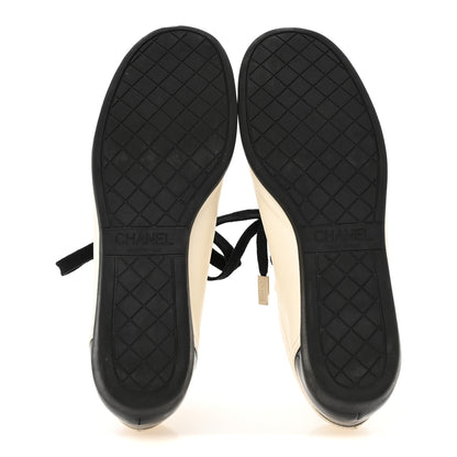 Chanel Lambskin Patent Calfskin CC Sneakers 36.5 White Black 6 of 11