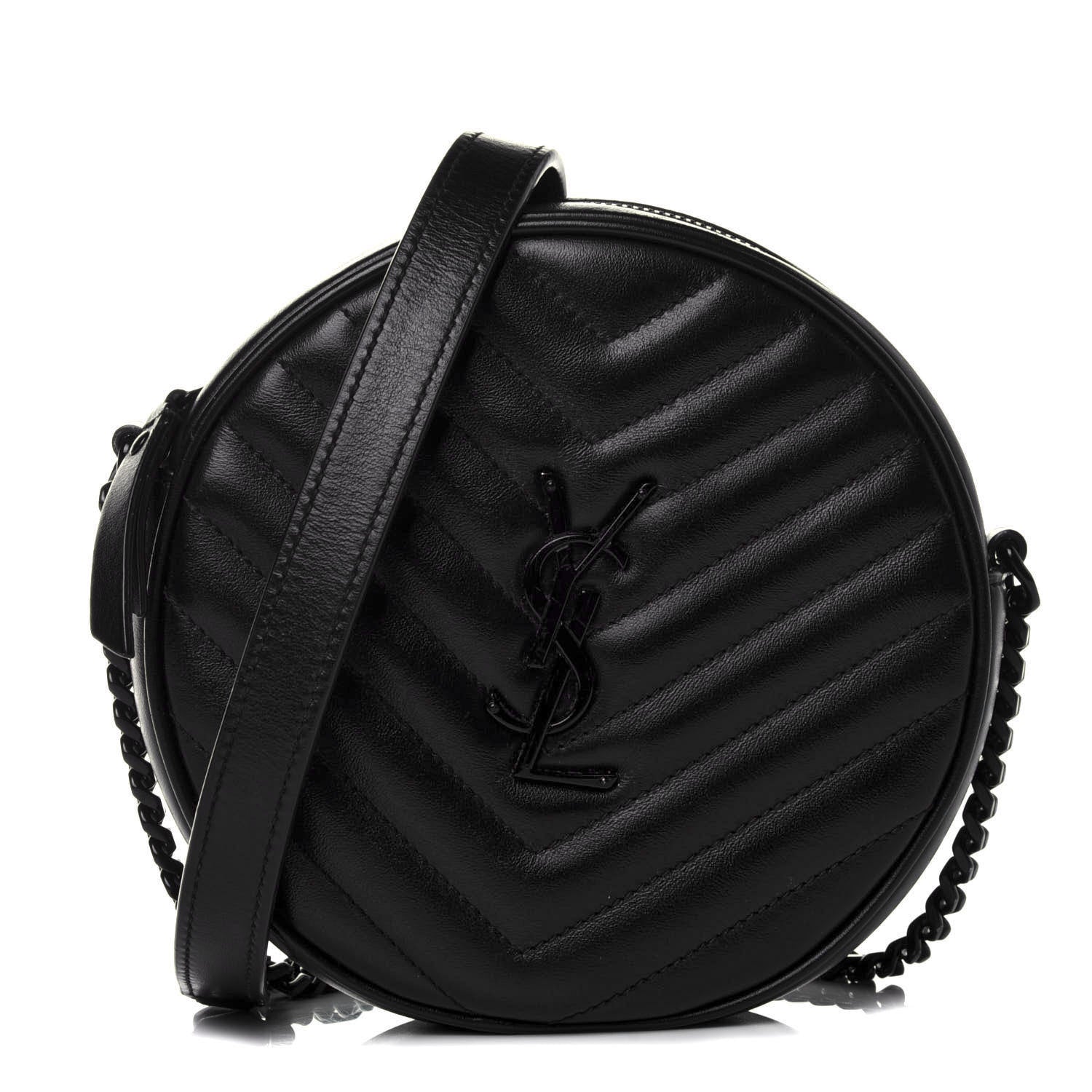 Saint Laurent Calfskin Matelasse Chevron Round Vinyle Camera Bag Black 1 of 10