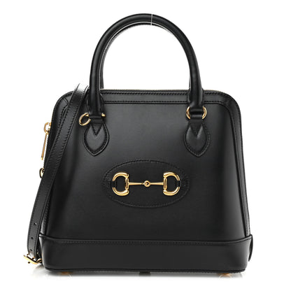 Gucci Boarded Plutone Calfskin Small Horsebit 1955 Top Handle Bag Black 1 of 10
