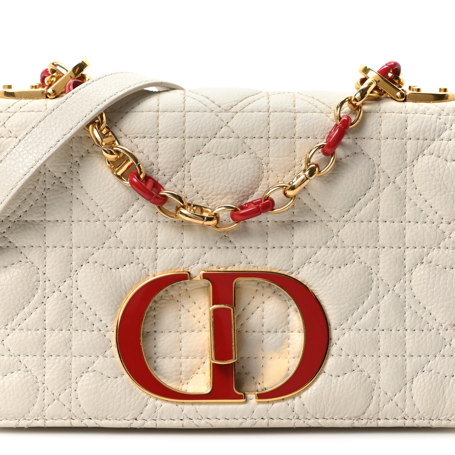 Christian Dior Calfskin Cannage Dioramour Heart Small Caro White Red 7 of 9