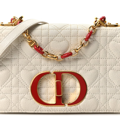 Christian Dior Calfskin Cannage Dioramour Heart Small Caro White Red 7 of 9
