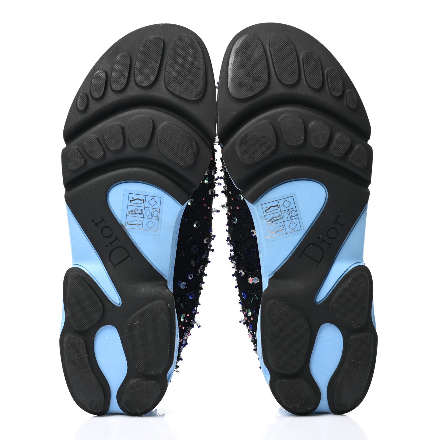 Technical Canvas Embellished Dior Fusion Sneakers 36.5 Black Blue