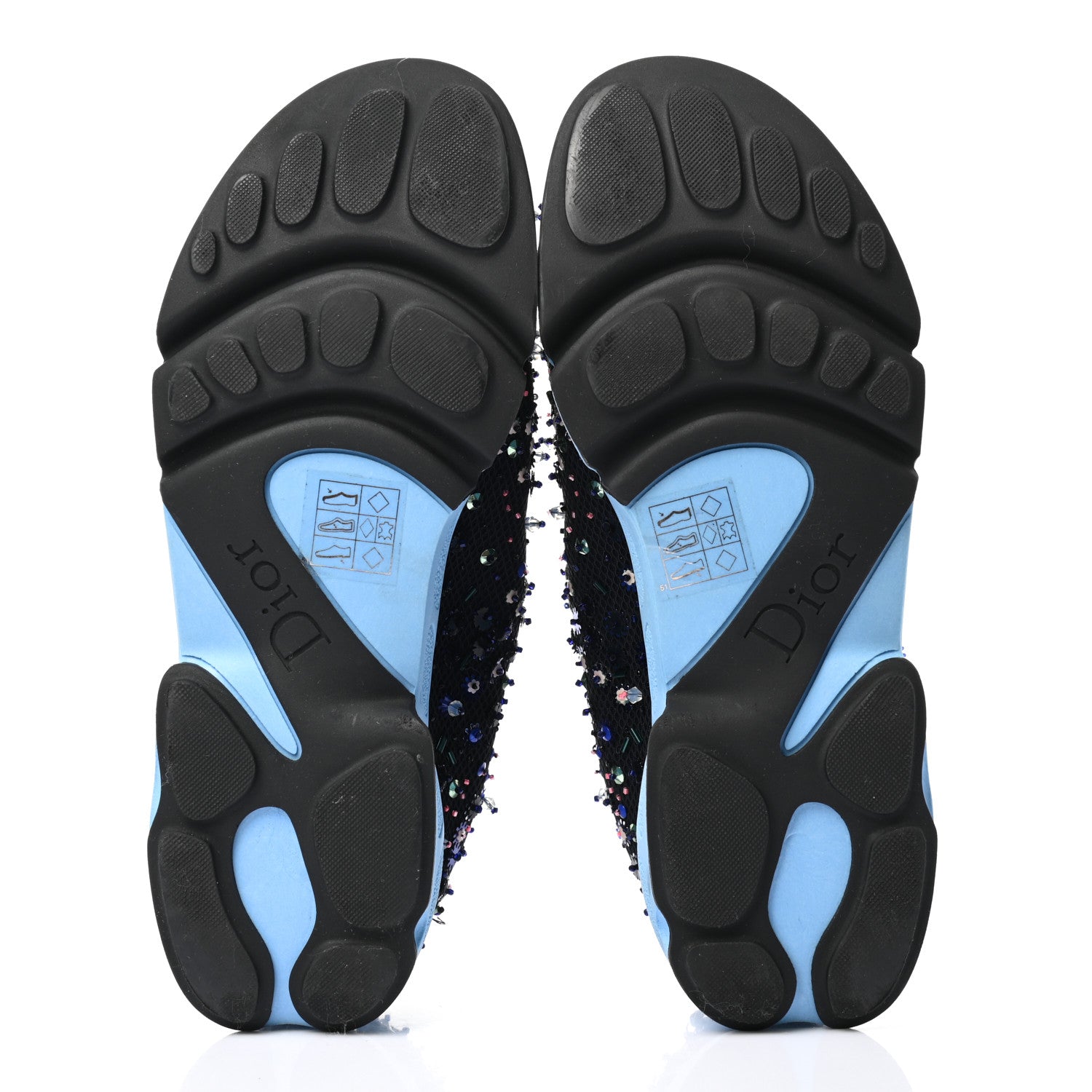 Christian Dior Technical Canvas Embellished Dior Fusion Sneakers 36.5 Black Blue 5 of 10