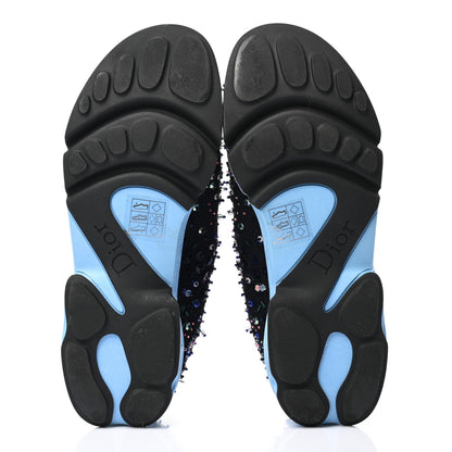 Christian Dior Technical Canvas Embellished Dior Fusion Sneakers 36.5 Black Blue 5 of 10