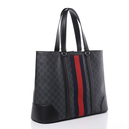 Gucci GG Supreme Monogram Web Tote Black Grey 3 of 10