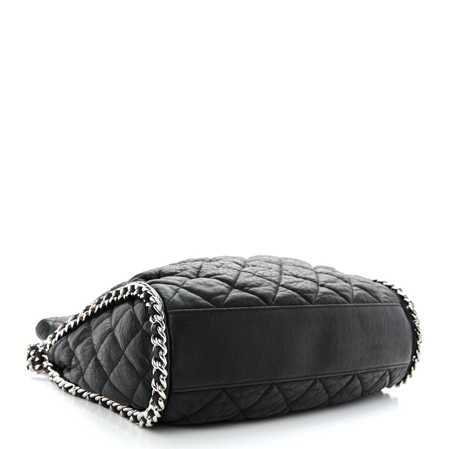 Washed Lambskin Chain Around Hobo Black
