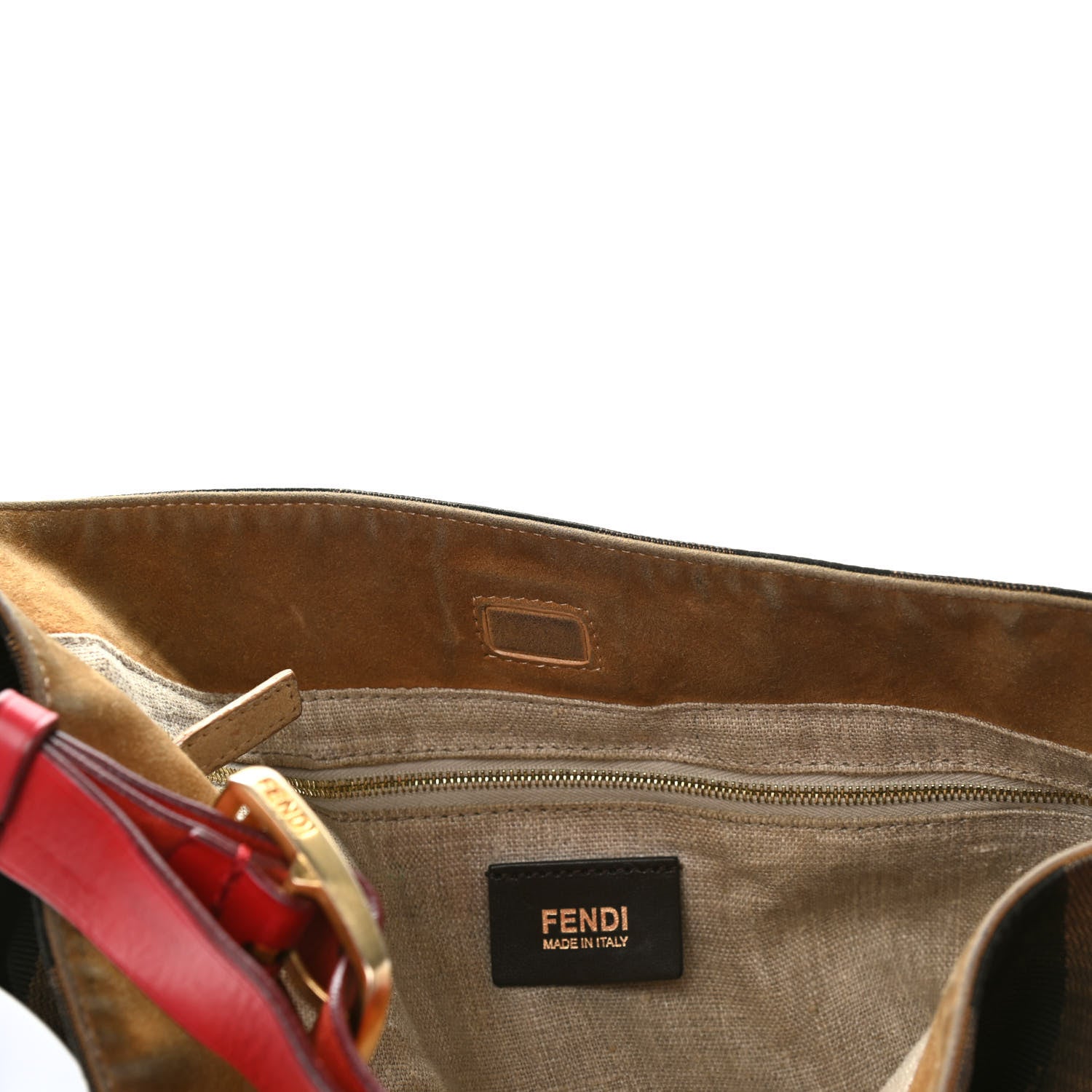 Fendi Pequin Cuoio Vegetale Large Hobo Tobacco Rosso Black 9 of 9