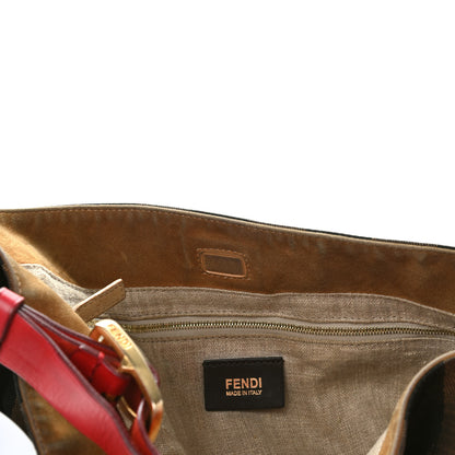 Fendi Pequin Cuoio Vegetale Large Hobo Tobacco Rosso Black 9 of 9