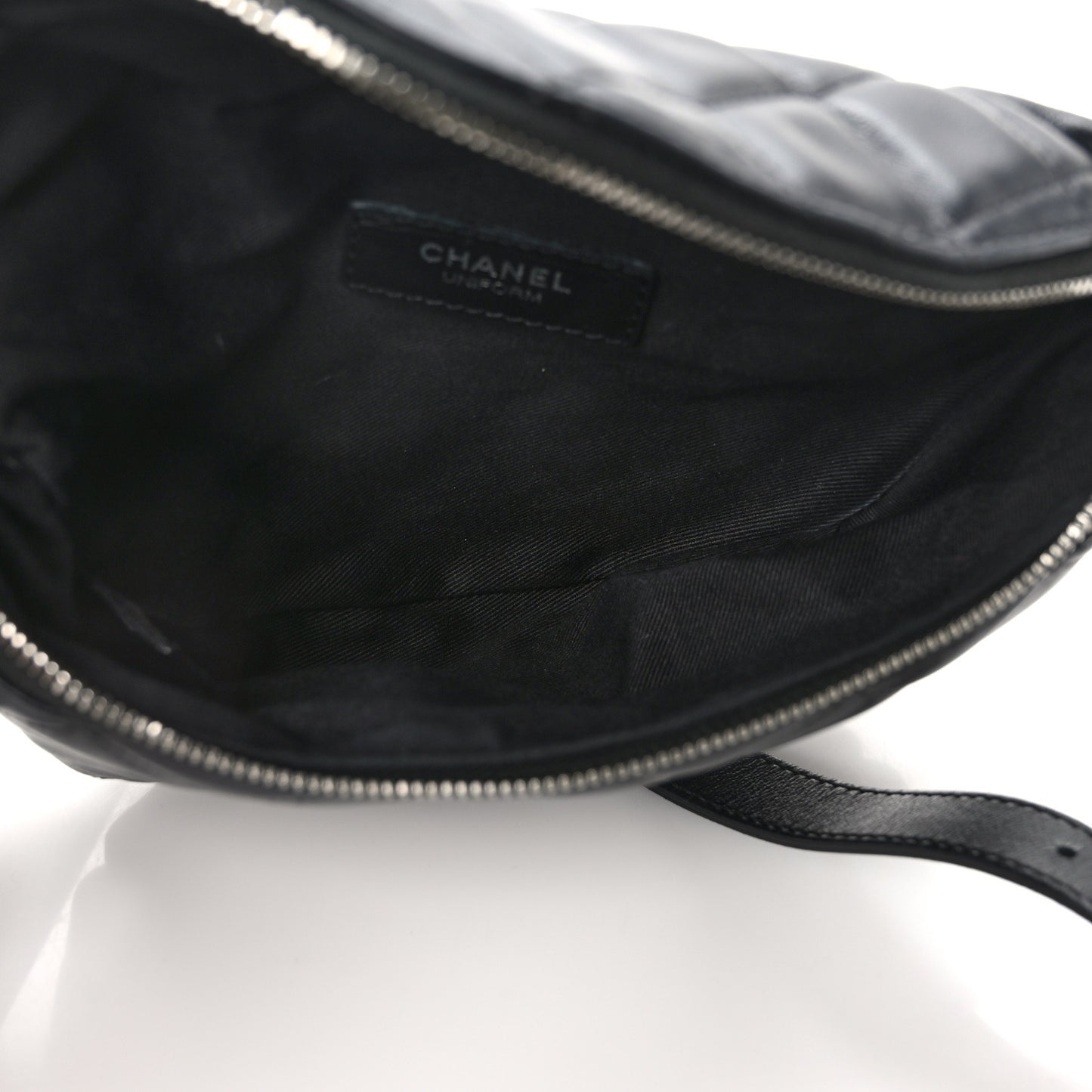 Calfskin Quilted Waist Belt Bag Black