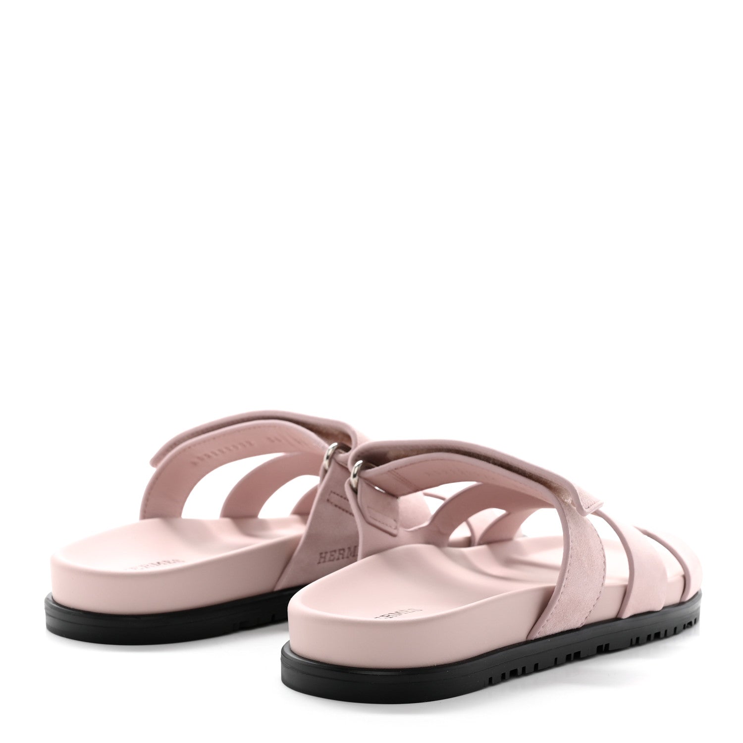 Hermes Suede Goatskin Womens Chypre Sandals 38 Rose Porcelaine 4 of 9