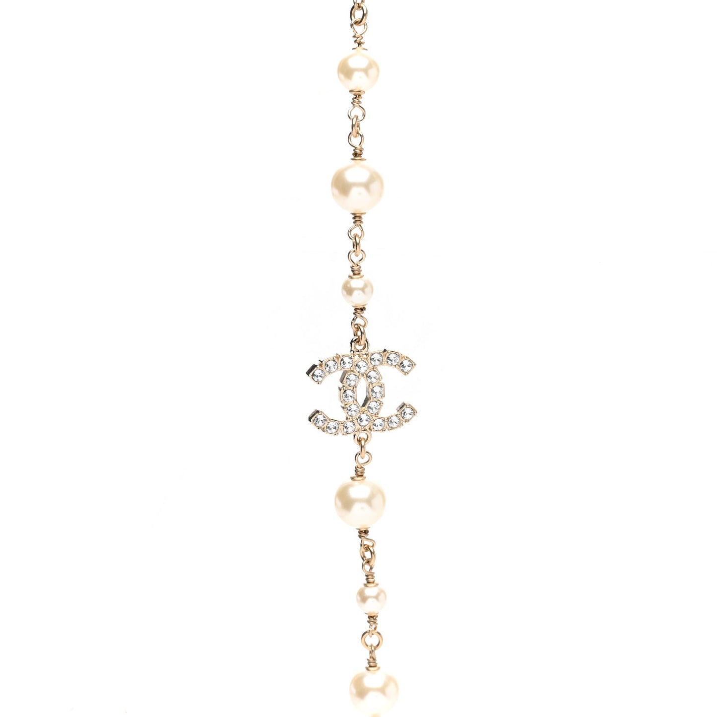 Pearl Crystal CC Necklace Gold