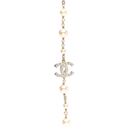 Chanel Pearl Crystal CC Necklace Gold 4 of 6