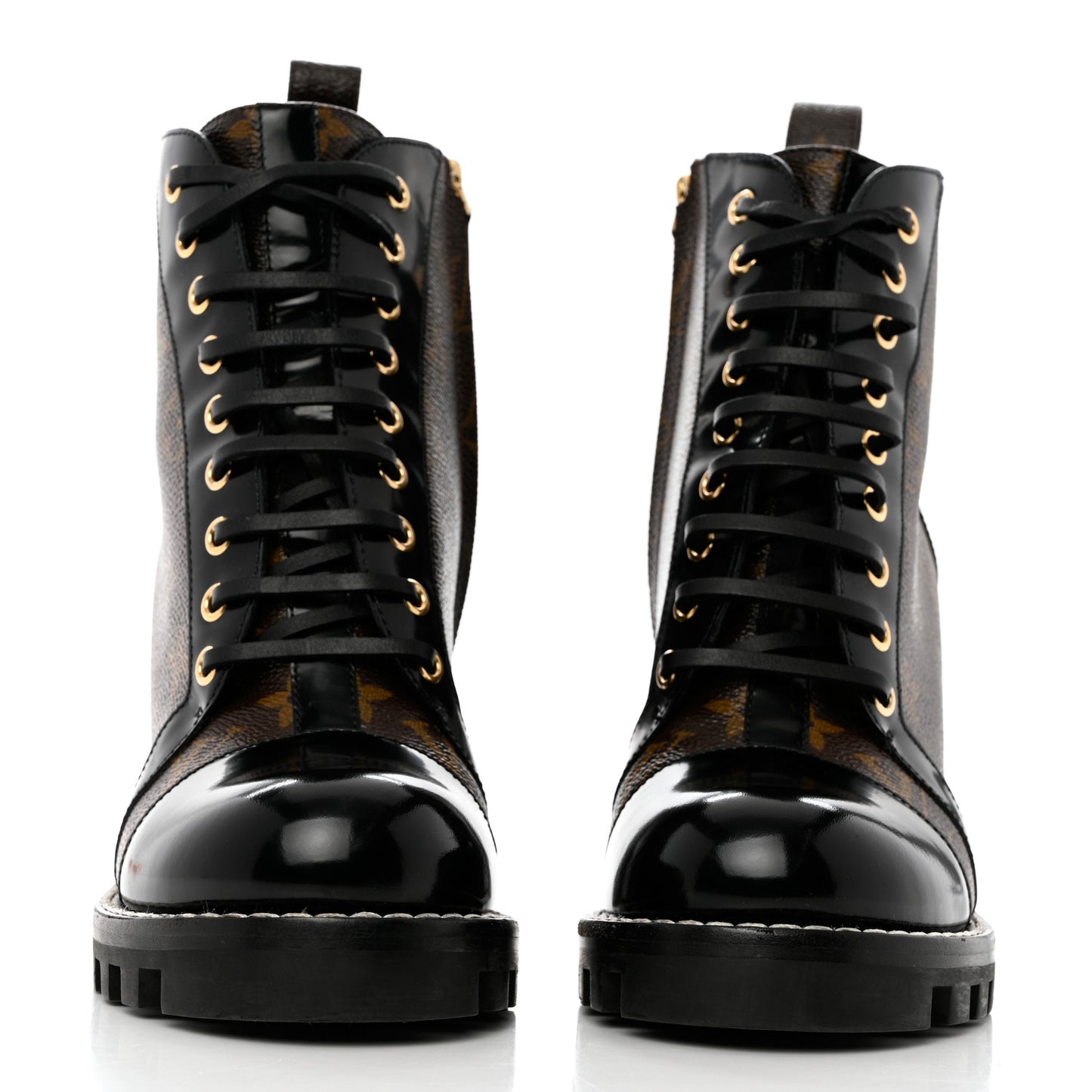 Patent Calfskin Monogram Star Trail Ankle Boots 39 Black