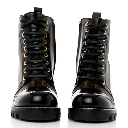 Louis Vuitton Patent Calfskin Monogram Star Trail Ankle Boots 39 Black 2 of 12