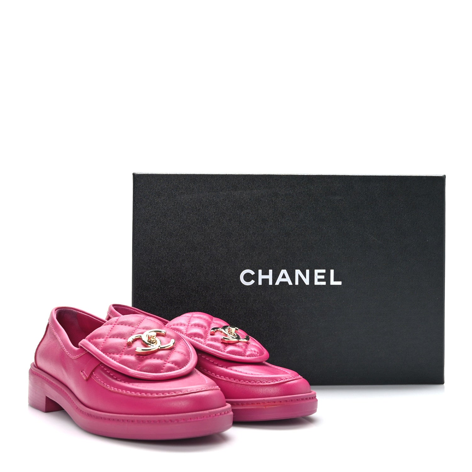 Chanel Lambskin Quilted CC Turnlock Loafers 36 Fuchsia 9 of 9