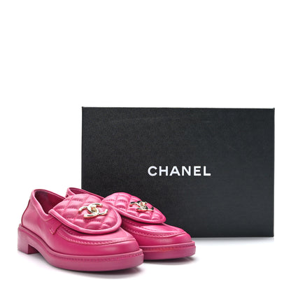 Chanel Lambskin Quilted CC Turnlock Loafers 36 Fuchsia 9 of 9