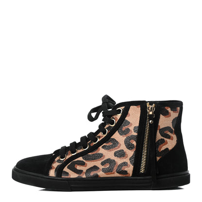 Louis Vuitton Calfskin Leopard Print Suede Stephen Sprouse High Top Sneakers 37 1 of 9