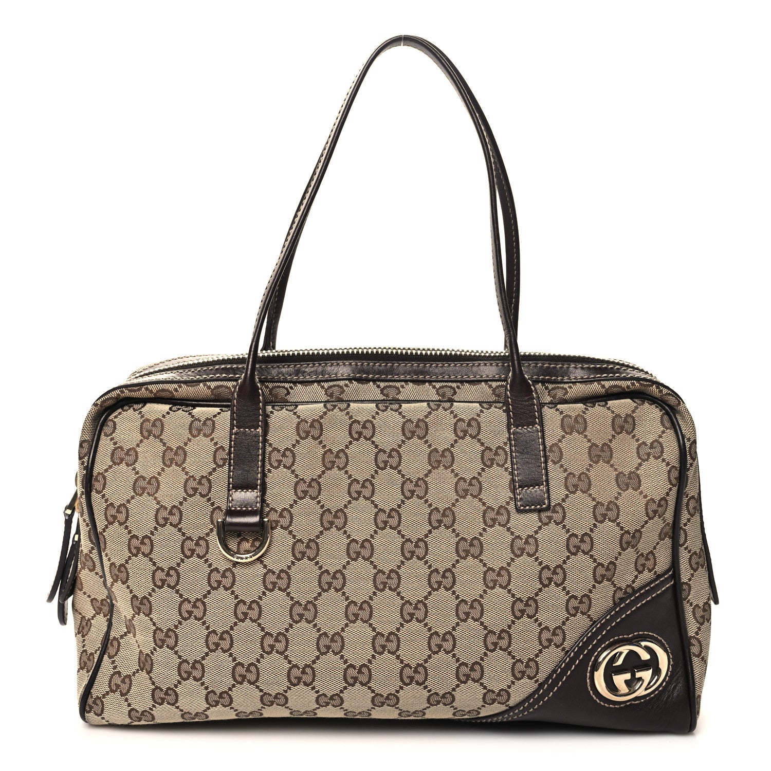 Gucci Monogram New Britt Medium Boston Dark Brown 1 of 10