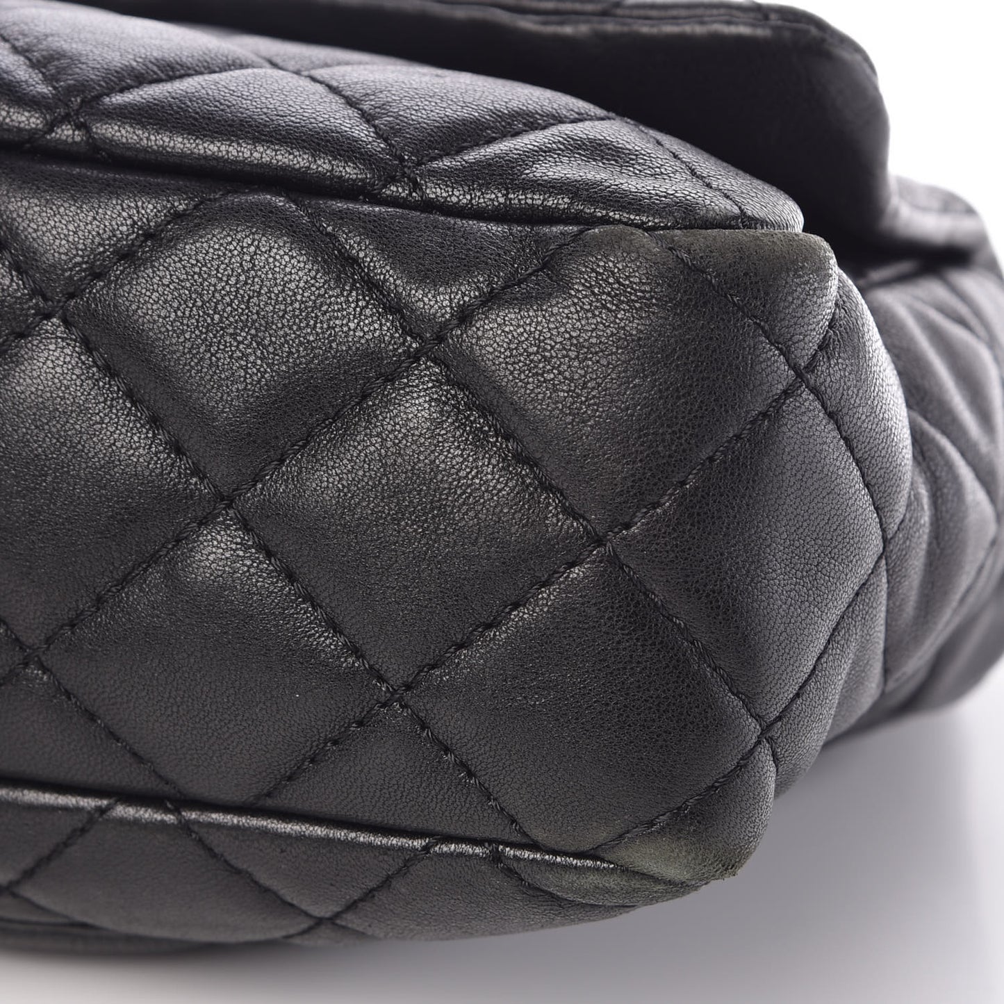 Washed Lambskin Quilted Jumbo Single Flap Bijoux Chain Black