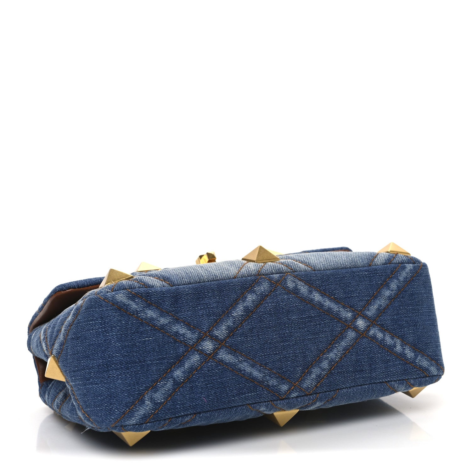 Valentino Garavani Denim Medium Roman Stud Shoulder Bag Light Denim Selleria 4 of 10