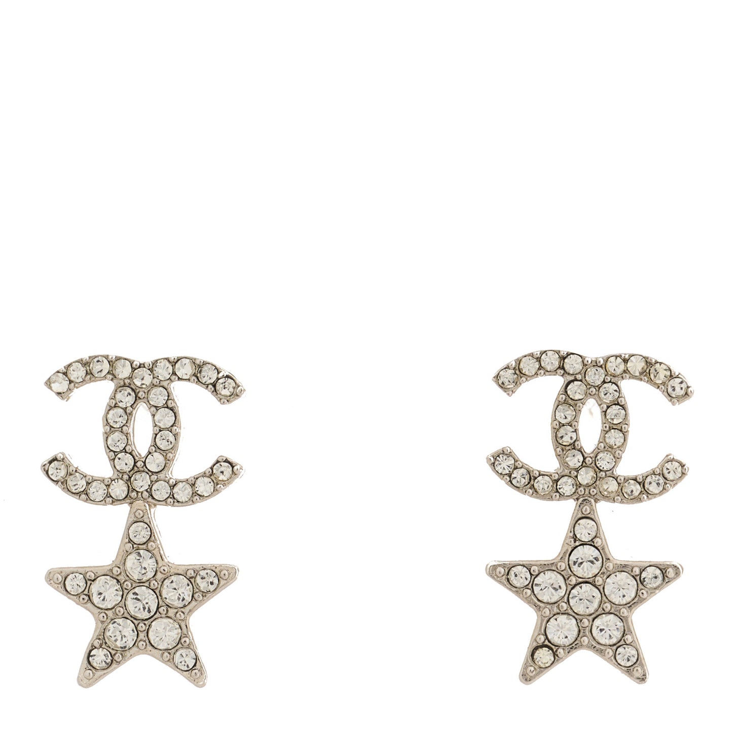 Crystal CC Starfall Drop Earrings Silver