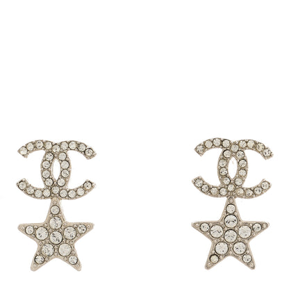 Chanel Crystal CC Starfall Drop Earrings Silver 1 of 5